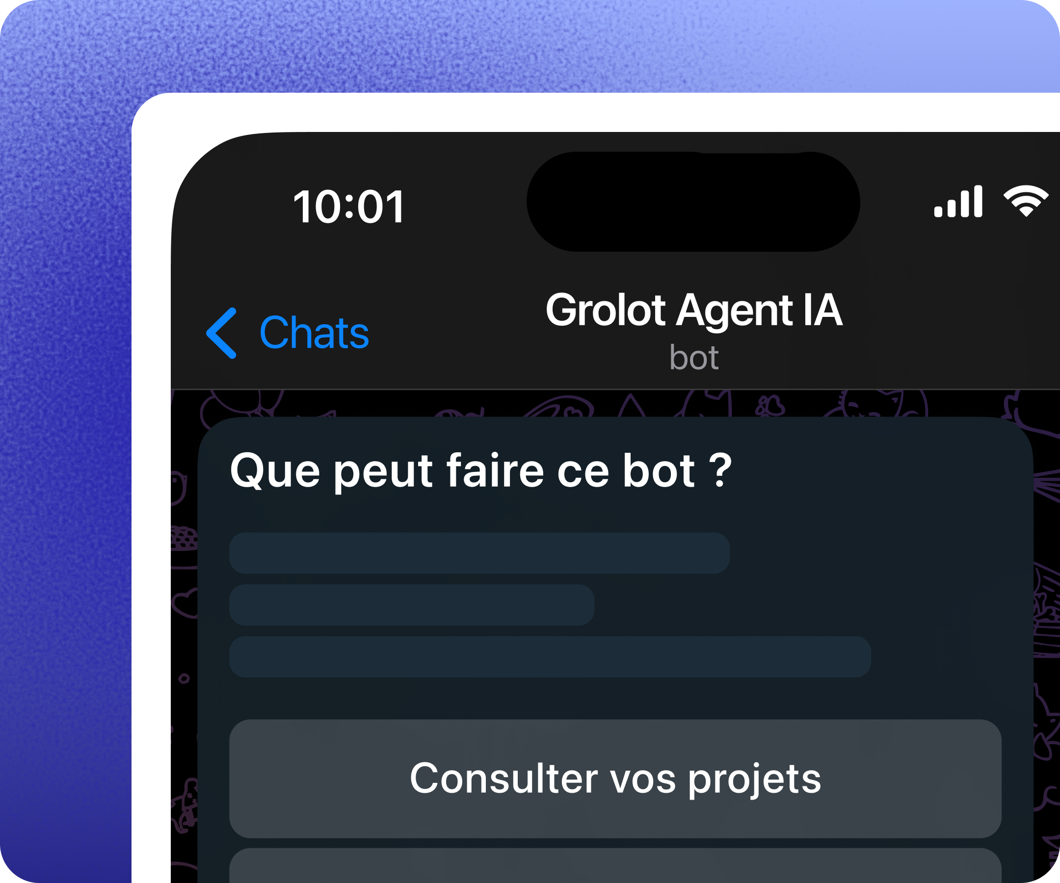 Aperçu : agent IA sur Telegram