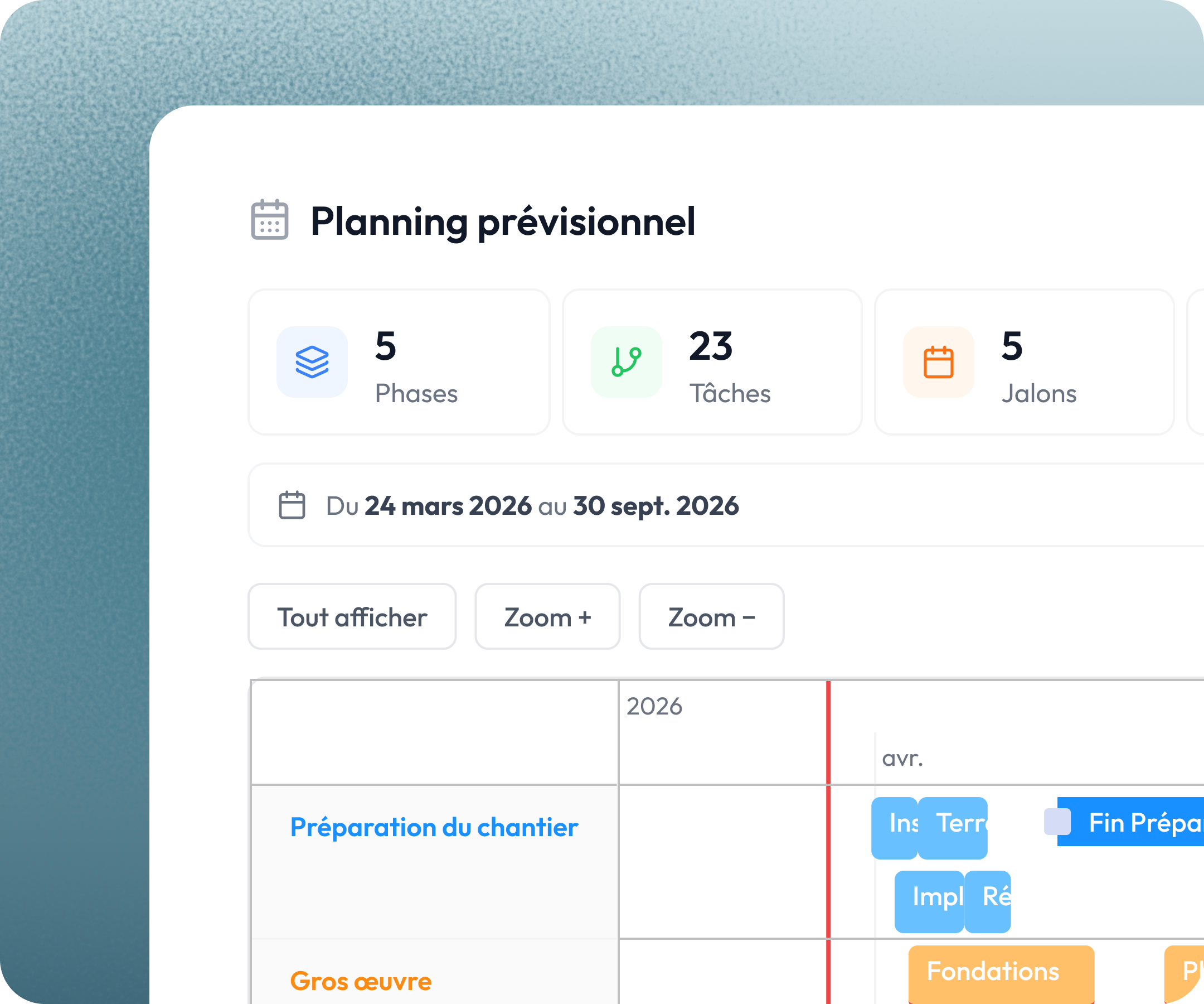 Aperçu : planning généré à partir du DCE